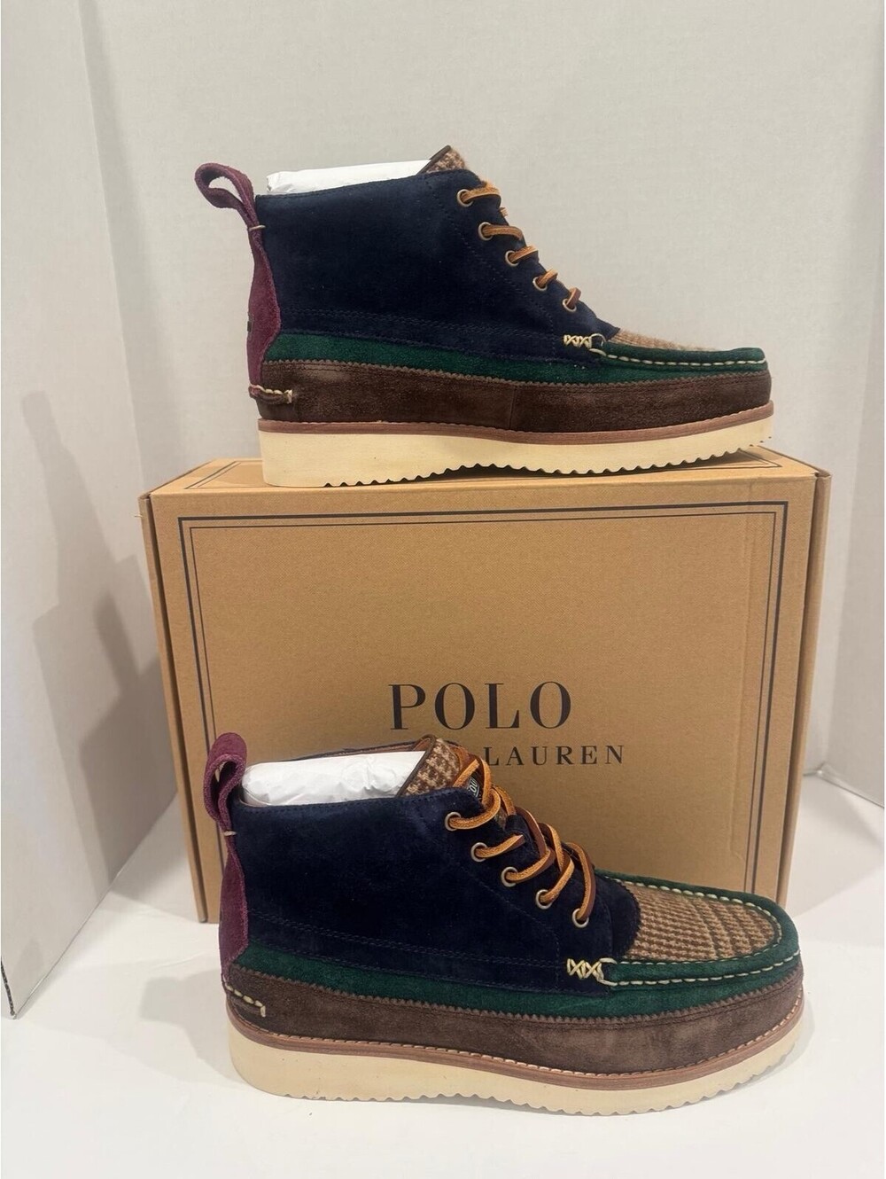 Polo Ralph Lauren Ranger Suede & Wool Tweed Work Boots